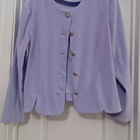 Leslie Fay purple button down, long sleeve, polyester/spandex blazer. Size 16P. - Picture 1 of 6